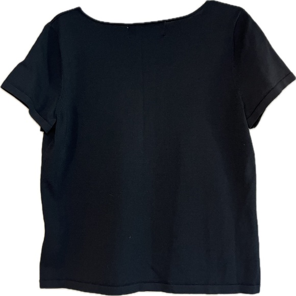 Vintage San Louis Paris Black Pearl Embellished Sleeve Rayon/Nylon Top, L - Picture 2 of 5